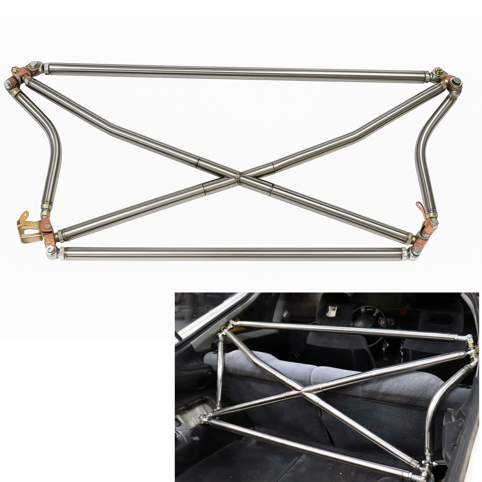 INDEPENDENT BAR CROSS ビッグバナー Polished Tubular Multipoint Crossbar X-Bar For Honda Civic EK9 EK4