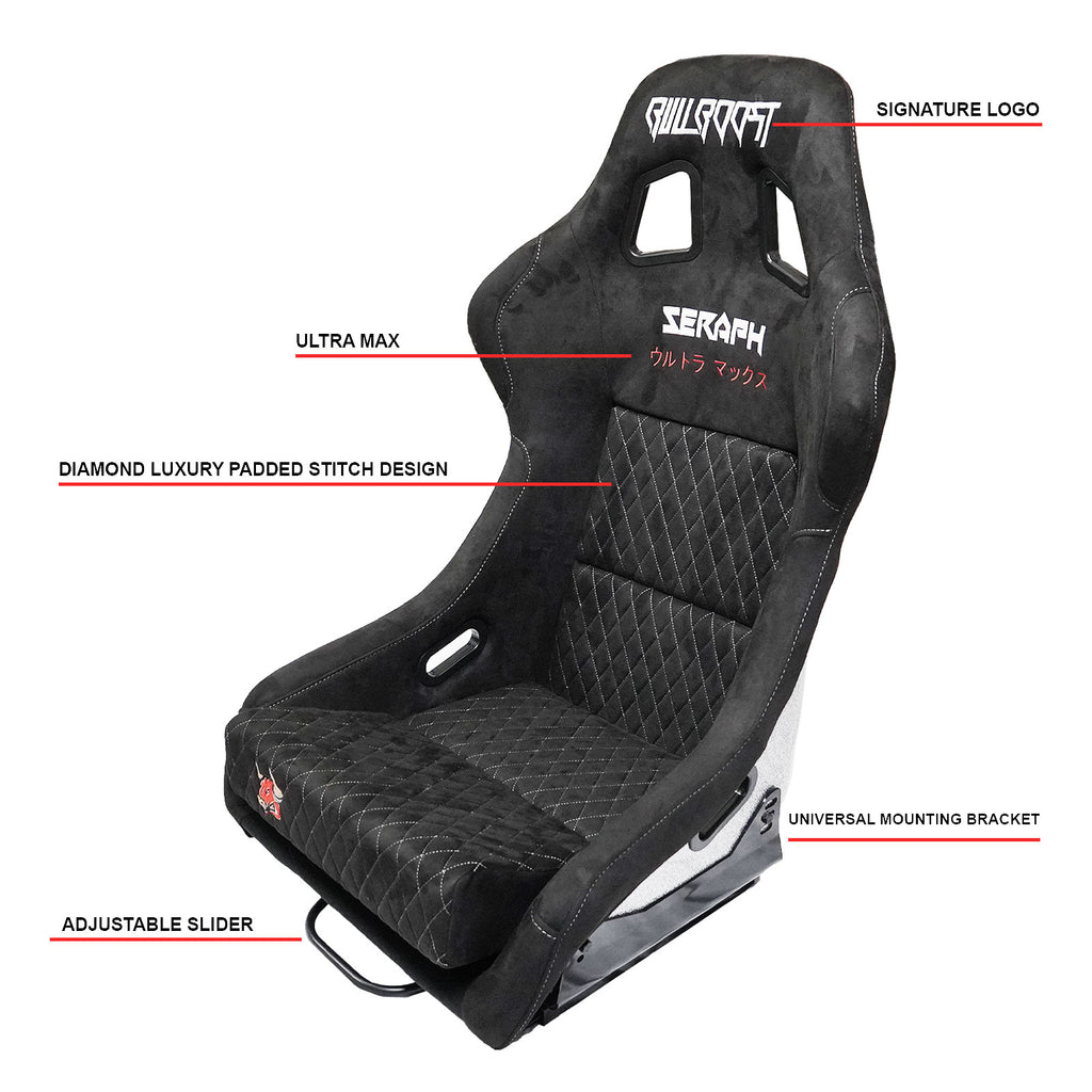 Bull Boost Adjustable Racing Lowered Ultra Max Bucket Seat with Slider ...