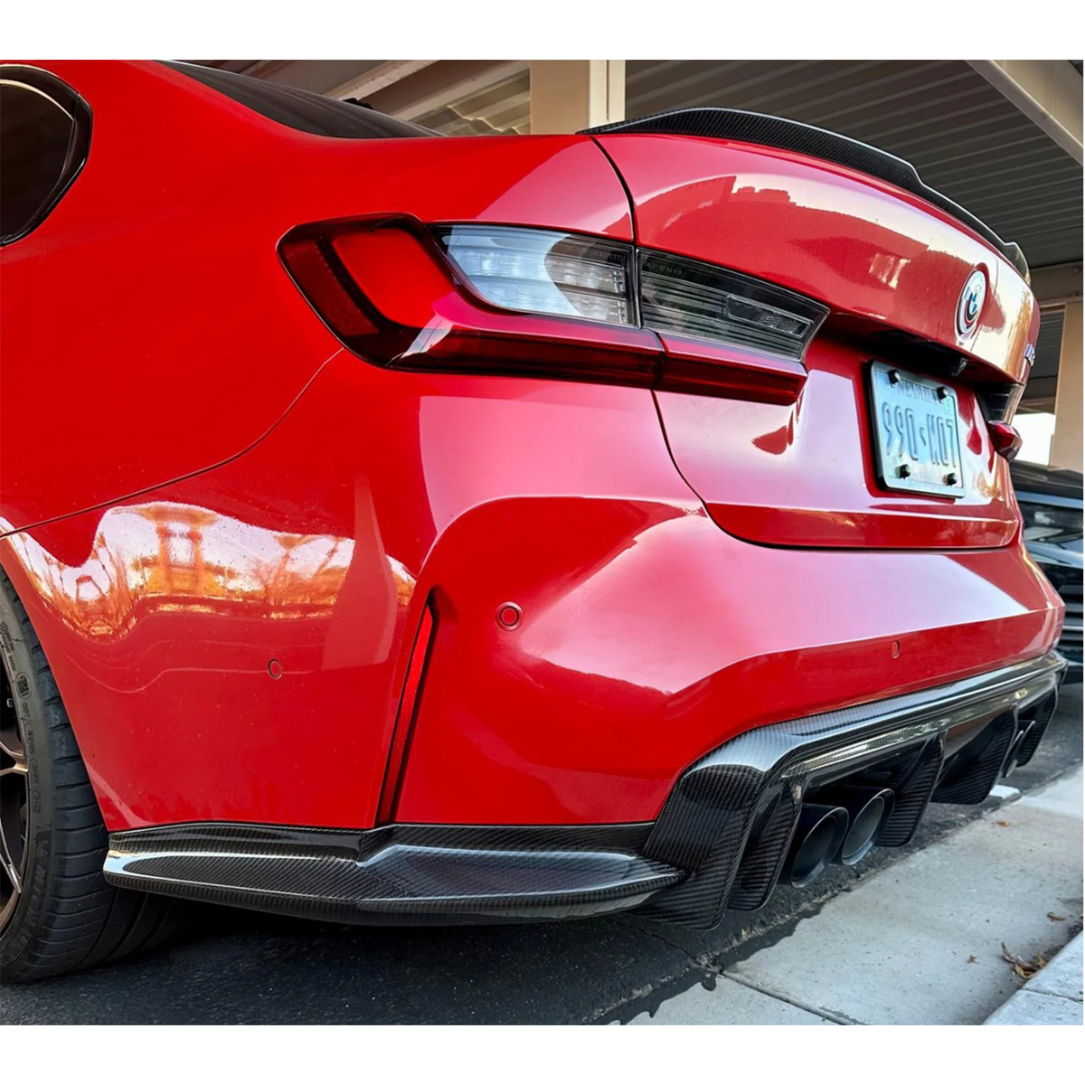 Carbon Fiber 3D Style Rear Diffuser + Corner Extensions for BMW G80 M3 ...