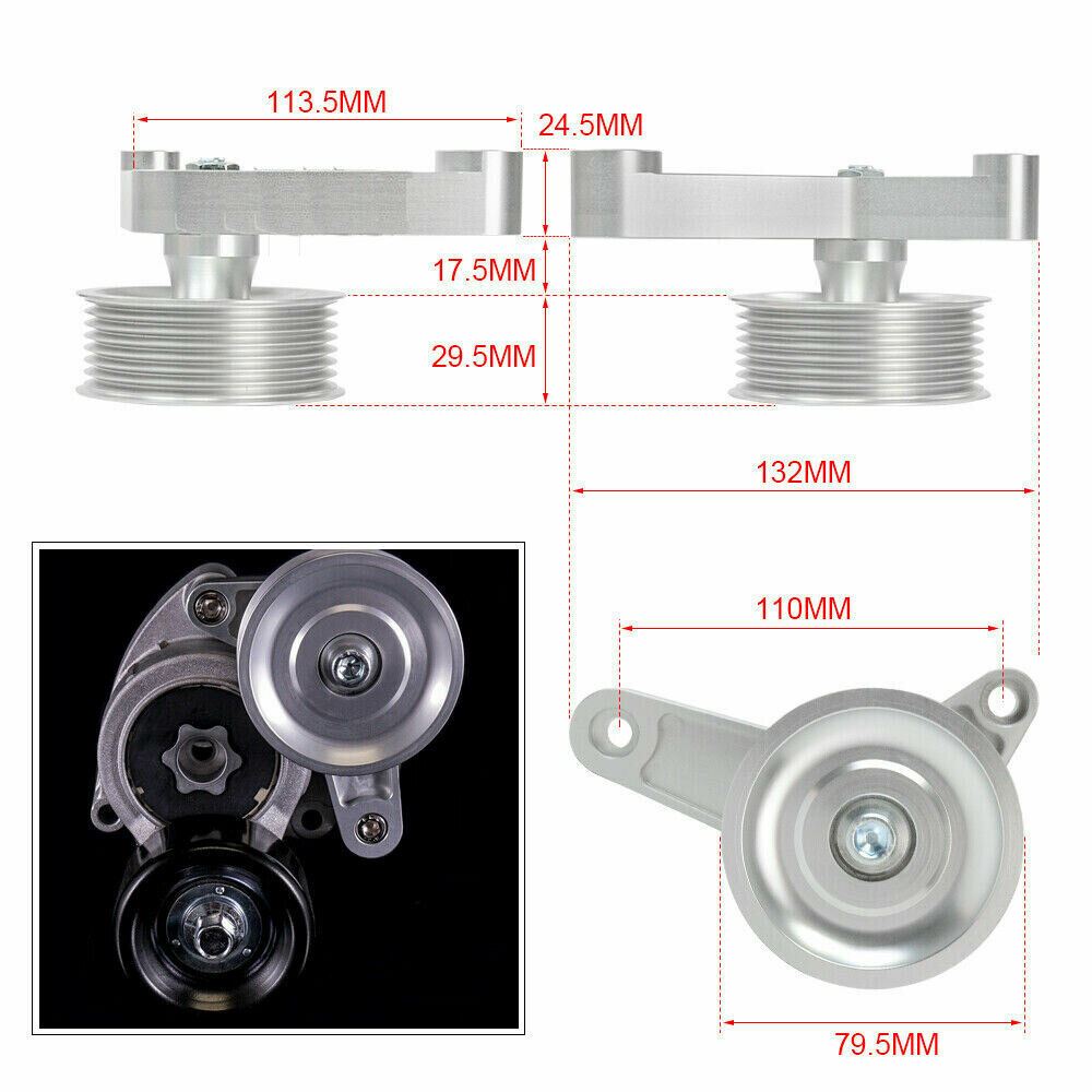 K Series Swap Adjustable EP3 Idler Pulley Belt Kit For Civic Integra Honda Tuned - Bull Boost Performance
