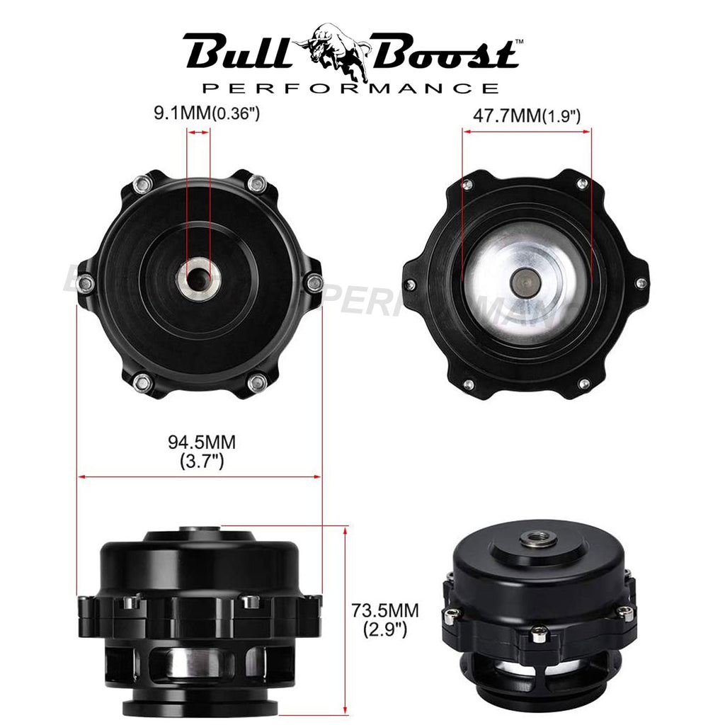 Q BV50 Black 50mm Blow Off Valve (BOV) - Up to 35PSI - 6PSI + 18PSI Springs - Bull Boost Performance