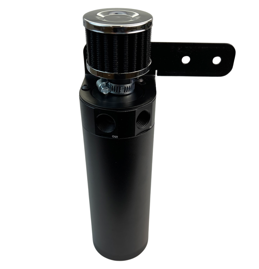 Red Universal Oil Catch Can XL 2Port -6AN + Mounting Bracket Kit + Filter 7.50z - Bull Boost Performance