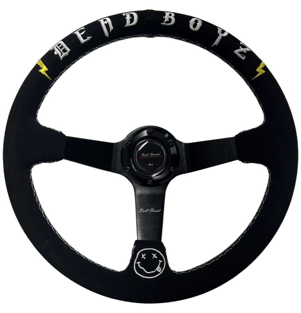 Deadboyz Infiniti G35 G37 Suede 3"Deep Dish Steering Wheel + Quick Release Short Hub Adapter - Bull Boost Performance
