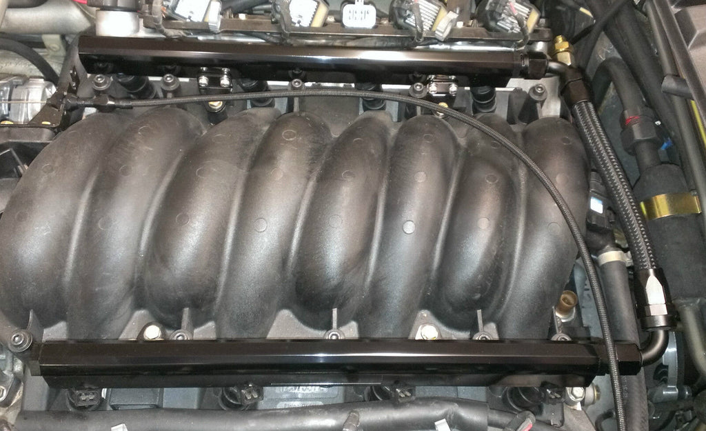 Z893 LS1 / LS6 -8AN high flow BLACK fuel rails w/ fittings & crossover ...